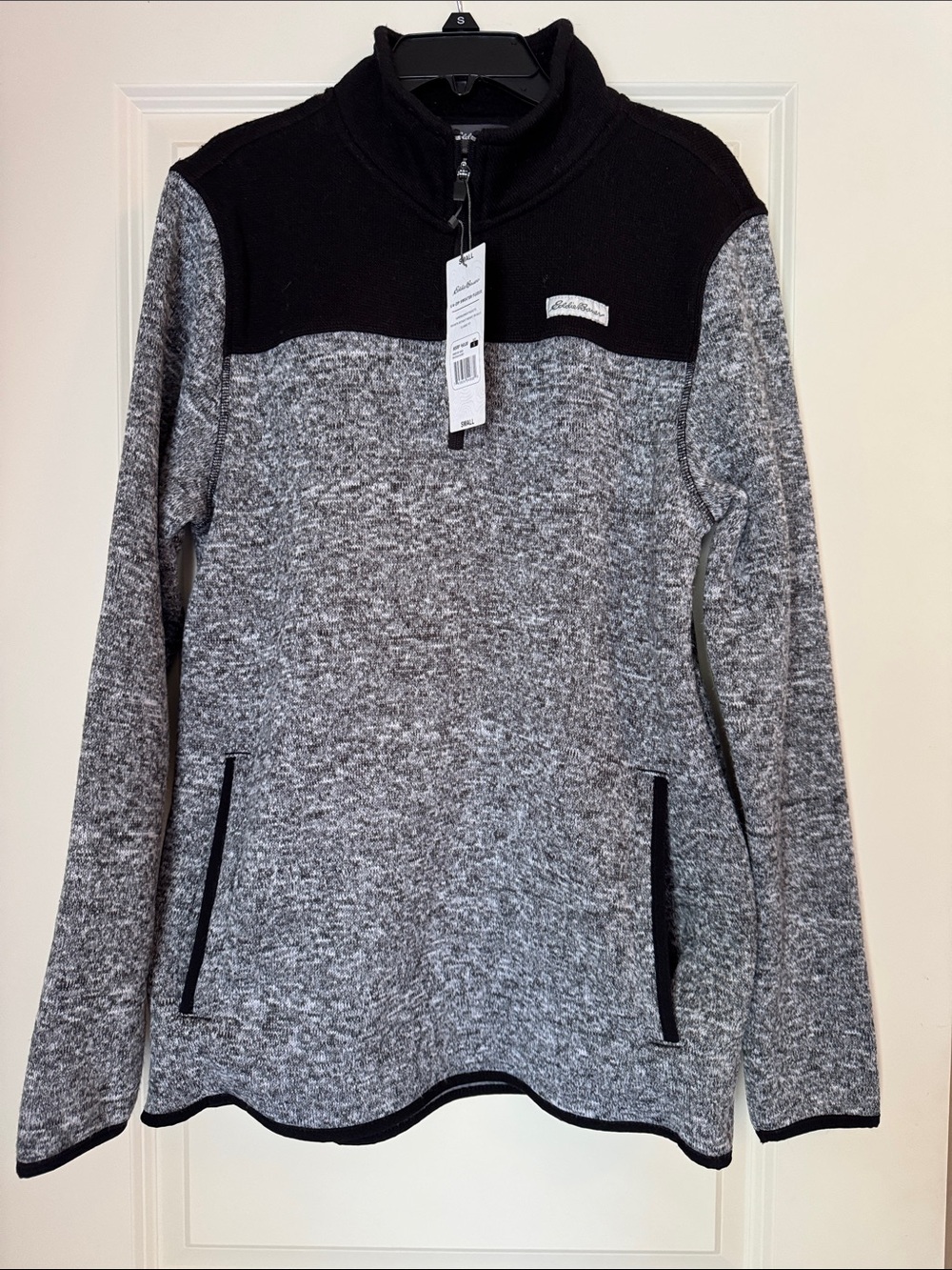 Eddie Bauer Black and Gray Quarter-Zip Pullover